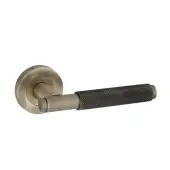 SB1309MANT - Spira Brass Connaught Knurled Lever Handle on Round Rose - Matt Antique