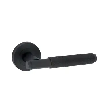 Click Here To Enlarge This Photo Of SB1309BLK - Spira Brass Connaught Knurled Lever Handle on Round Rose - Matt Black