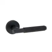 SB1309BLK - Spira Brass Connaught Knurled Lever Handle on Round Rose - Matt Black