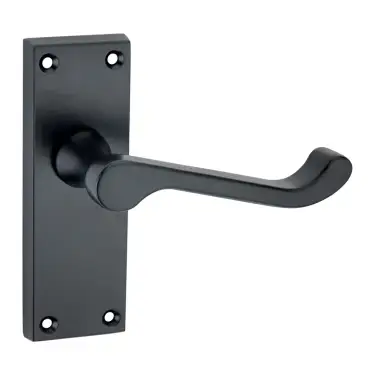 Click Here To Enlarge This Photo Of SB1403BLK - Spira Brass Victorian Scroll Latch Lever Handles on a Backplate - 115mm Matt Black