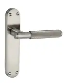 SB1404SN - Spira Brass Connaught Knurled Lever on Latch Backplate - Satin Nickel