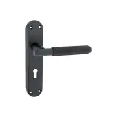 SB1405BLK - Spira Brass Connaught Knurled Lever on Lock Backplate - Matt Black