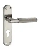 SB1406SN - Spira Brass Connaught Knurled Lever on Euro Profile Backplate - Satin Nickel
