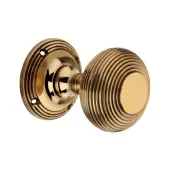 SB2122AB - Spira Brass Beehive Mortice Door Knobs - 55mm - Aged Brass