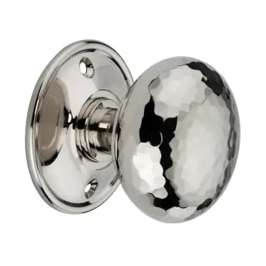 Click Here To Enlarge This Photo Of SB2125PN - Spira Brass Hammered Cottage Large Mortice/Rim Door Knobs - Polished Nickel