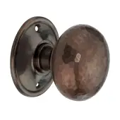 SB2125AT - Spira Brass Hammered Cottage Large Mortice/Rim Door Knobs - Antique Brass