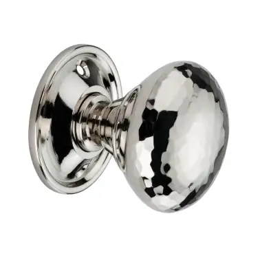 Click Here To Enlarge This Photo Of SB2126PN - Spira Brass Hammered Mushroom Mortice/Rim Door Knobs - Polished Nickel