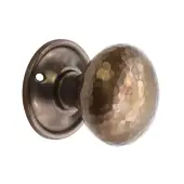 SB2126AT - Spira Brass Hammered Mushroom Mortice/Rim Door Knobs - Antique Brass