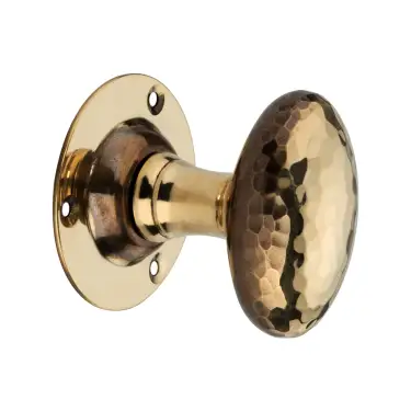 Click Here To Enlarge This Photo Of SB2127AB - Spira Brass Hammered Oval Mortice Door Knobs - Aged Brass