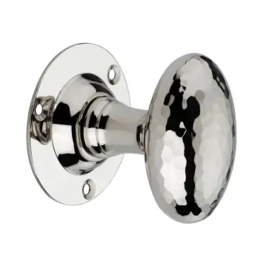 Click Here To Enlarge This Photo Of SB2127PN - Spira Brass Hammered Oval Mortice Door Knobs - Polished Nickel