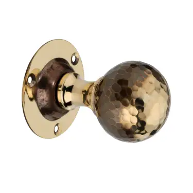 Click Here To Enlarge This Photo Of SB2128AB - Spira Brass Hammered Ball Mortice Door Knobs - Aged Brass
