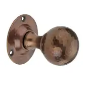 SB2128AT - Spira Brass Hammered Ball Mortice Door Knobs - Antique Brass