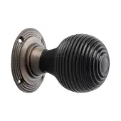 SB2131MANT - Spira Brass Ebonised Beehive Mortice/Rim Door Knobs - Matt Antique Brass