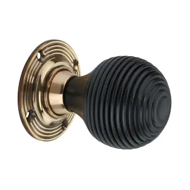 Click Here To Enlarge This Photo Of SB2131AB - Spira Brass Ebonised Beehive Mortice/Rim Door Knobs - Aged Brass