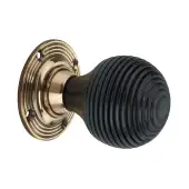 SB2131AB - Spira Brass Ebonised Beehive Mortice/Rim Door Knobs - Aged Brass