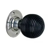 SB2131PN - Spira Brass Ebonised Beehive Mortice/Rim Door Knobs - Polished Nickel