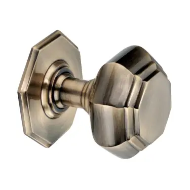 Click Here To Enlarge This Photo Of SB2201ANT - Spira Brass Octagonal Centre Door Knob - Antique Brass