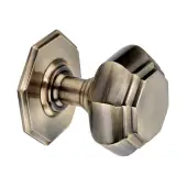 SB2201ANT - Spira Brass Octagonal Centre Door Knob - Antique Brass