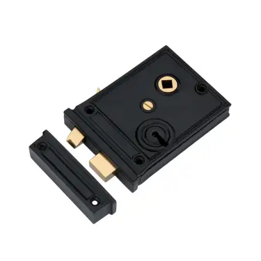 Click Here To Enlarge This Photo Of SB7108BLK - Spira Brass Horizontal Rim Lock Black