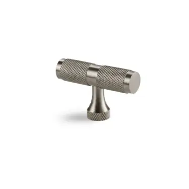 Click Here To Enlarge This Photo Of SB2328SS - Spira Brass Knurled T Bar Cupboard Pull 50mm - Satin Silver