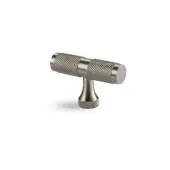 SB2328SS - Spira Brass Knurled T Bar Cupboard Pull 50mm - Satin Silver