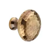 SB2337AB - Spira Brass Hammered Mushroom 32mm Cupboard Knob - Aged Brass