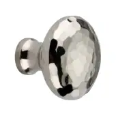 SB2337PN - Spira Brass Hammered Mushroom 32mm Cupboard Knob - Polished Nickel