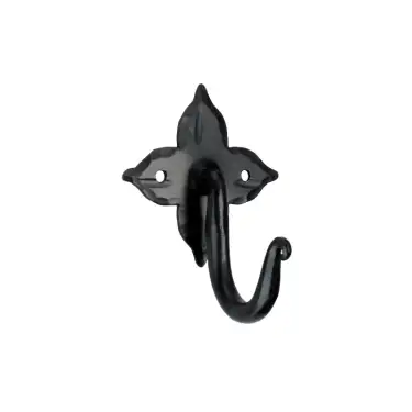 Click Here To Enlarge This Photo Of FC832 - Spira Brass Floret Coat Hook - Black Iron