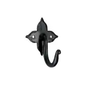 FC832 - Spira Brass Floret Coat Hook - Black Iron