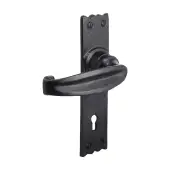 BR4006 - Spira Brass Charlbury Lock Lever Handles on Backplate - Black Antique
