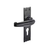 BR4007 - Spira Brass Charlbury Euro Profile Lever Handles on Backplate - Black Antique