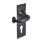 BR4002 - Spira Brass Burford Euro Profile Lever Handles on Backplate - Black Antique