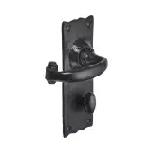 BR4003 - Spira Brass Burford Bathroom Lever Handles on Backplate - Black Antique