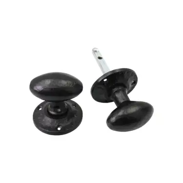 Click Here To Enlarge This Photo Of BR4303 - Spira Brass Oval Rim/Mortice Door Knobs - Black Antique