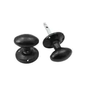 BR4303 - Spira Brass Oval Rim/Mortice Door Knobs - Black Antique