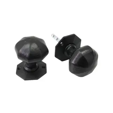 Click Here To Enlarge This Photo Of BR4304 - Spira Brass Octagonal Rim/Mortice Door Knobs - Black Antique