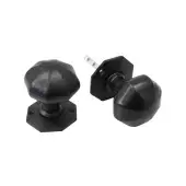 BR4304 - Spira Brass Octagonal Rim/Mortice Door Knobs - Black Antique