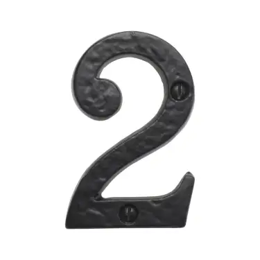 Click Here To Enlarge This Photo Of BR43662 - Spira Brass 76mm Door Numeral (Number 2) - Black Antique