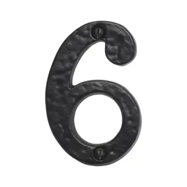 Click Here To Enlarge This Photo Of BR43666 - Spira Brass 76mm Door Numeral (Number 6) - Black Antique