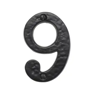 Click Here To Enlarge This Photo Of BR43669 - Spira Brass 76mm Door Numeral (Number 9) - Black Antique