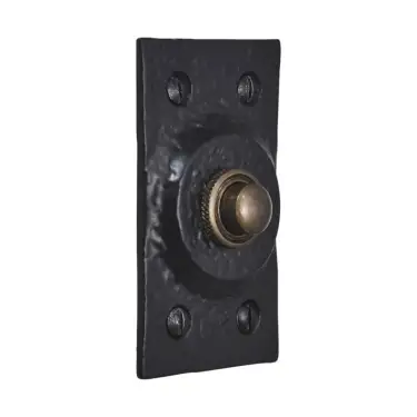 Click Here To Enlarge This Photo Of BR4362 - Spira Brass Rectangular Door Bell Push - Black Antique