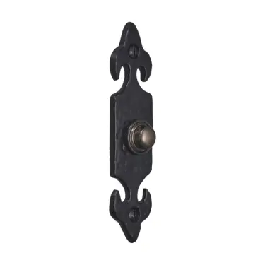 Click Here To Enlarge This Photo Of BR4363 - Spira Brass Fleur de Lys Door Bell Push - Black Antique