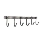 BR605 - Spira Brass Plain 6 Hook Coat Rack - Pewter