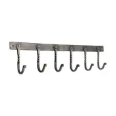 BR606 - Spira Brass Twisted 6 Hook Coat Rack - Pewter
