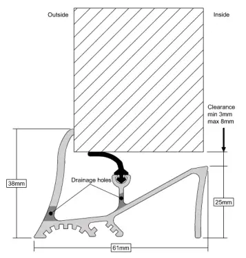 Click Here To Enlarge This Photo Of Stormguard Superseal Rubber Threshold Door Sill 2438mm Gold &lpar;04CP0112438G&rpar;