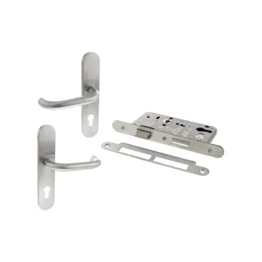 Click Here To Enlarge This Photo Of Atlantic - ALKDINRESCS60SSS DIN Mortice (Radius) 60mm Euro Profile Escape Sashlock with RTD Levers - Satin Stainless Steel