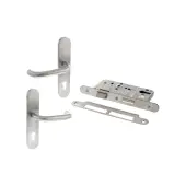 Atlantic - ALKDINRESCS60SSS DIN Mortice (Radius) 60mm Euro Profile Escape Sashlock with RTD Levers - Satin Stainless Steel