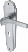 WAL6500-SC Heritage Brass Door Handle Lever Lock Waldorf Design Satin Chrome Finish
