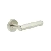 JV849SN Frelan Hardware Jedo 'Hex' Lever Handles on Round Rose - Satin Nickel