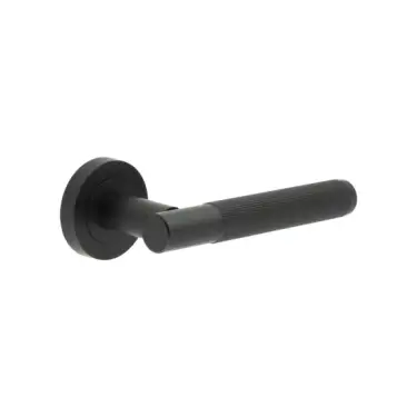 Click Here To Enlarge This Photo Of JV852MB Frelan Hardware Jedo 'Venice' Lever Handles on Round Rose - Matt Black